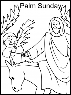 Printable Happy Easter Jesus Arrives On Palm Sunday Coloring Pages ...