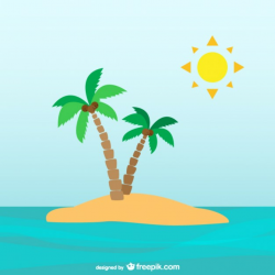 Palm trees on desert island Vector | Free Download