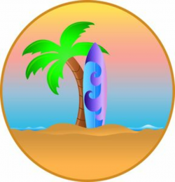 Hawaiian Palm Trees Clip Art | ... : Surfboard Leaning Against a ...