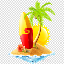 Coconut, Palm Trees, Surfboard, transparent png image & clipart free ...