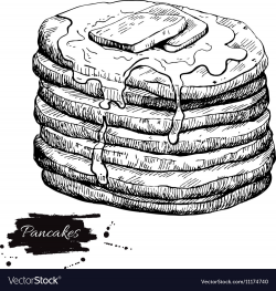 Vintage pancake drawing Hand drawn