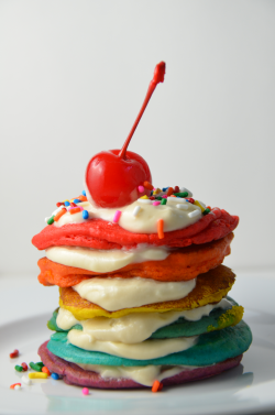 Miniature Rainbow Pancakes With Maple Cream Cheese. Colours ...