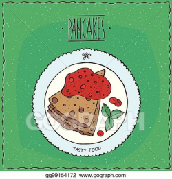 Vector Art - Top view on pancakes with red berries. EPS ...
