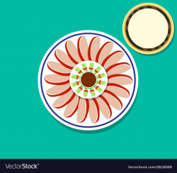 Top view peking duck and pancakes art