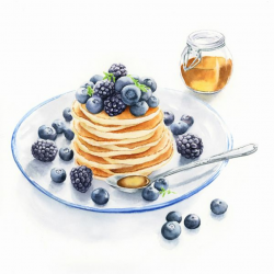 Watercolor pancakes on Behance | Food painting, Watercolor ...