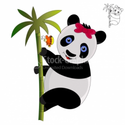 Cute panda cartoon climbing bamboo tree - Illustration - Animals And ...