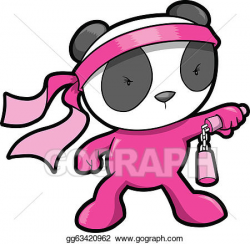 Vector Art - Cute pink panda bear ninja vector. EPS clipart ...