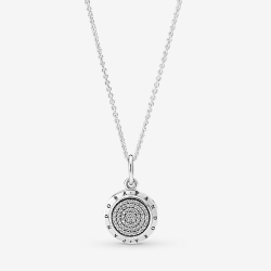 Pandora Logo Pavé Pendant Necklace, Sterling Silver, Clear ...