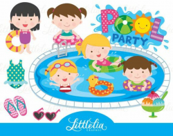 Girl pool party clipart - pool party clipart - summer ...