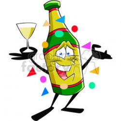 cartoon champagne bottle new years party vector art clipart. Royalty-free  clipart # 400548