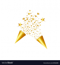 Party popper isolated golden confetti vector image