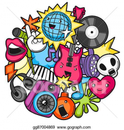 Vector Clipart - Music party kawaii design. musical ...