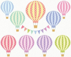 Digital Hot Air Balloon Clip Art, Polka Dot Hot Air Balloon ...