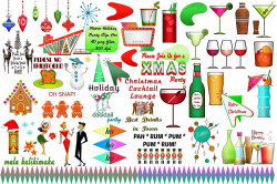 Mid Century Retro Christmas Party Clip Art..ATOMIC AGE...