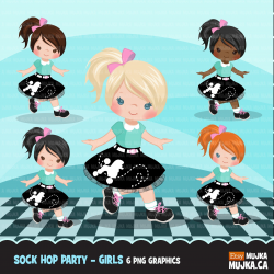 Sock Hop Party Clipart. 50\'s retro characters dancing, swing ...