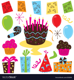 Retro birthday party clipart