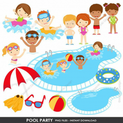 Pool Party Clipart, Summer Clipart, Pool Clip Art, Beach ...