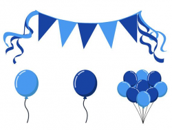 BIRTHDAY PARTY CLIPART - blue balloon and banner icons ...
