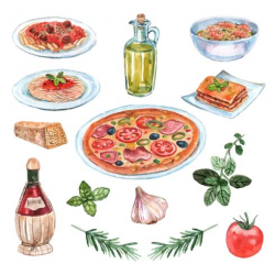 Italian Food Watercolor Set - Download Free Vectors, Clipart ...