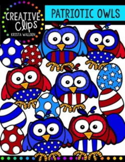 Patriotic Owls {Creative Clips Digital Clipart}
