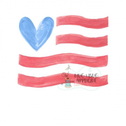 USA Flag Heart Watercolor Clipart