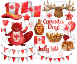 Watercolor Canada Day Clipart By Digitalartsi | TheHungryJPEG.com