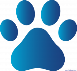 Dog Paw Print Blue Clip Art - Sweet Clip Art