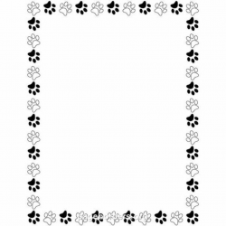 Black and White Paw Print Border: Clip Art, Page Border, and ...