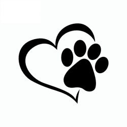 Cute Dog Paw Print with Heart Decal Car Sticker | Dog paws ...