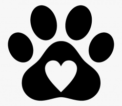 Paw Clipart Heart Shaped - Transparent Paw Print With Heart ...