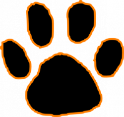 Black Tiger Paw Print With Orange Outline Clip Art at Clker ...