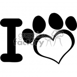 10709 Royalty Free RF Clipart I Love Dog With Black Heart Paw Print Logo  Design Vector Illustration clipart. Royalty-free clipart # 403474
