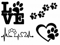 Paw Decals: Dog Paws, Love with a Paw, Paw Heartbeat, Paw Prints (Paw  Prints Black)