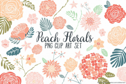 Peach Floral Clipart Flower Clip Art ~ Illustrations ...