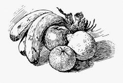 Banana, Peaches, Fruits - Black And White Fruit Drawing ...