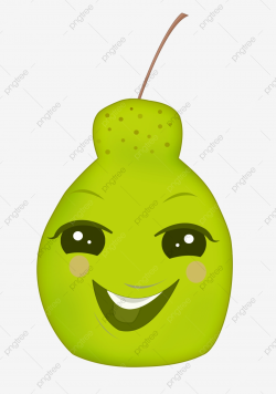 Pear Stereo Smiley Illustration, Cyan Apple, Cartoon ...
