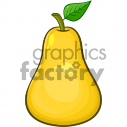 Royalty Free RF Clipart Illustration Yellow Pear Fruit With Green Leaf  Cartoon Drawing Simple Design Vector Illustration Isolated On White  Background ...