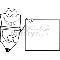 Pencil Cartoon Character Presenting A Blank Sign clipart. Royalty-free  clipart # 379352