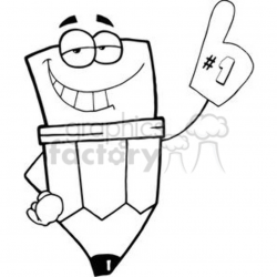 Pencil Cartoon Character Is Number One clipart. Royalty-free clipart #  379501