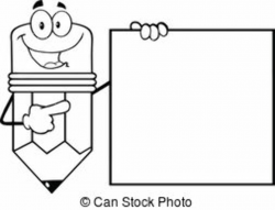 Outlined pencil with a blank sig. Outlined pencil cartoon ...