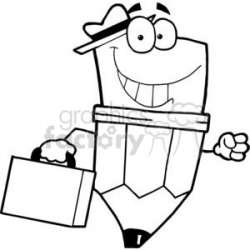 Pencil Cartoon Character Carrying A Briefcase clipart. Royalty-free clipart  # 379528