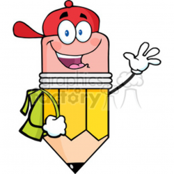 5910 Royalty Free Clip Art Happy Pencil Student Going To School clipart.  Royalty-free clipart # 388969