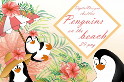 Summer penguins clipart ~ Illustrations ~ Creative Market