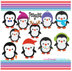 Winter Penguins SVG, Winter Penguins Clipart, Winter Penguins Cut File,  Winter Penguins Printable, Winter Penguins
