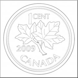Clip Art: Canadian Money: Penny B&W I abcteach.com | abcteach