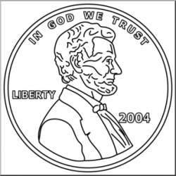 Clip Art: Penny Front B&W I abcteach.com | abcteach