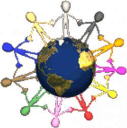 people holding hands around the globe | Maria Lombardic - Clip Art ...
