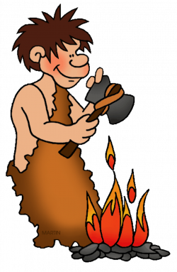Early Humans Clip Art by Phillip Martin, Early Man and Fire