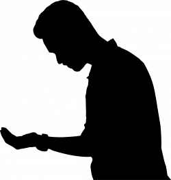 Clipart - Man Looking At Hand Silhouette