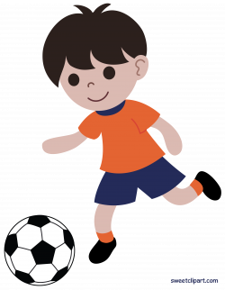 Boy Playing Soccer or Football Clip Art - Sweet Clip Art